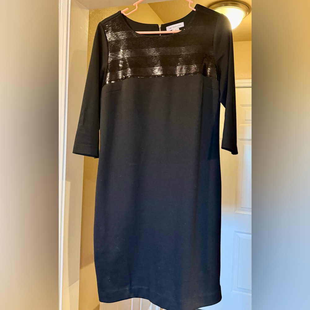 Liz Claiborne Black Mid Sleeve Dress with Sequin Detail